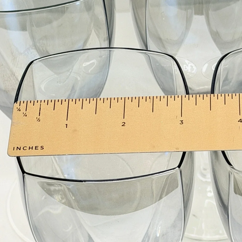 Mikasa Iced Tea Glasses Panache Platinum Smoke Gray Square 8.25